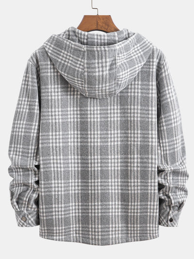 Chemise à capuche en flanelle à carreaux doublée Teddy