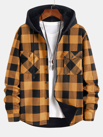 Chemise à capuche doublée de polaire en flanelle