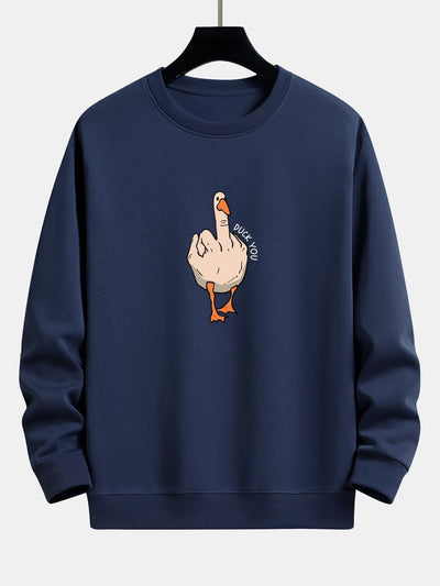 Slogan Goose Print Relax Fit Sweatshirt
