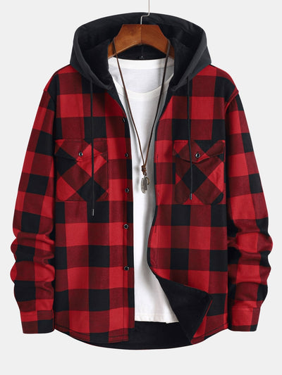 Chemise à capuche doublée de polaire en flanelle
