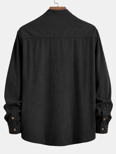 Chemise à col montant en velours côtelé