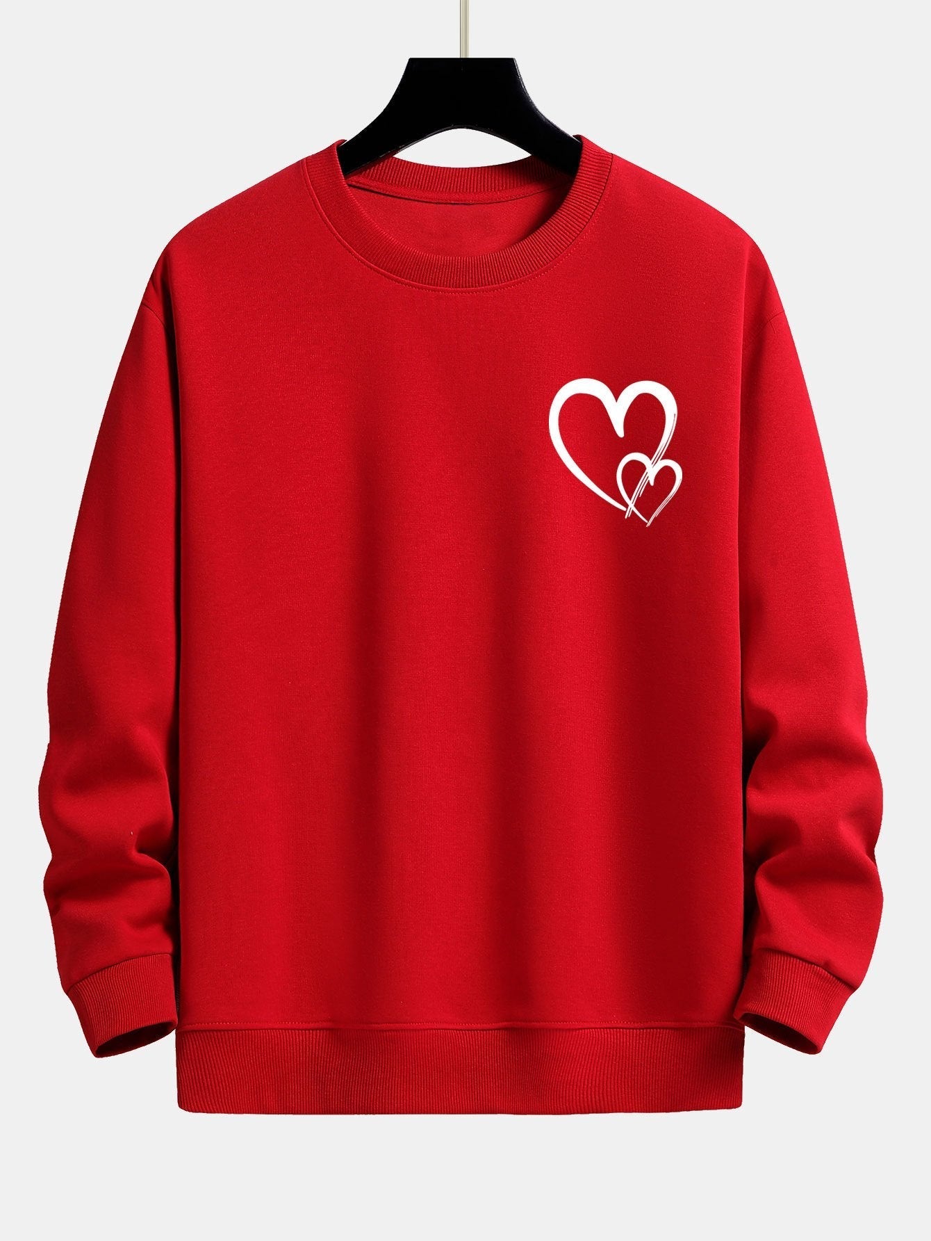Sweat-shirt décontracté à imprimé cœur Doodle