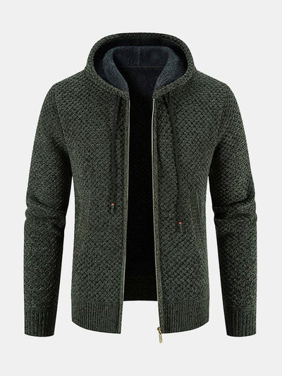 Teddy Lined Textured Hooded Sweater