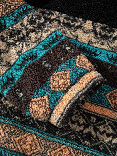 Manteau polaire à imprimé ethnique