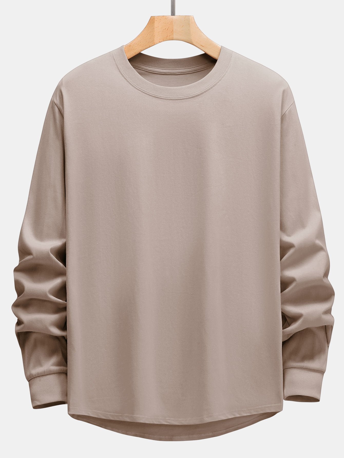 T-shirt basique à manches longues et ourlet en arc épais