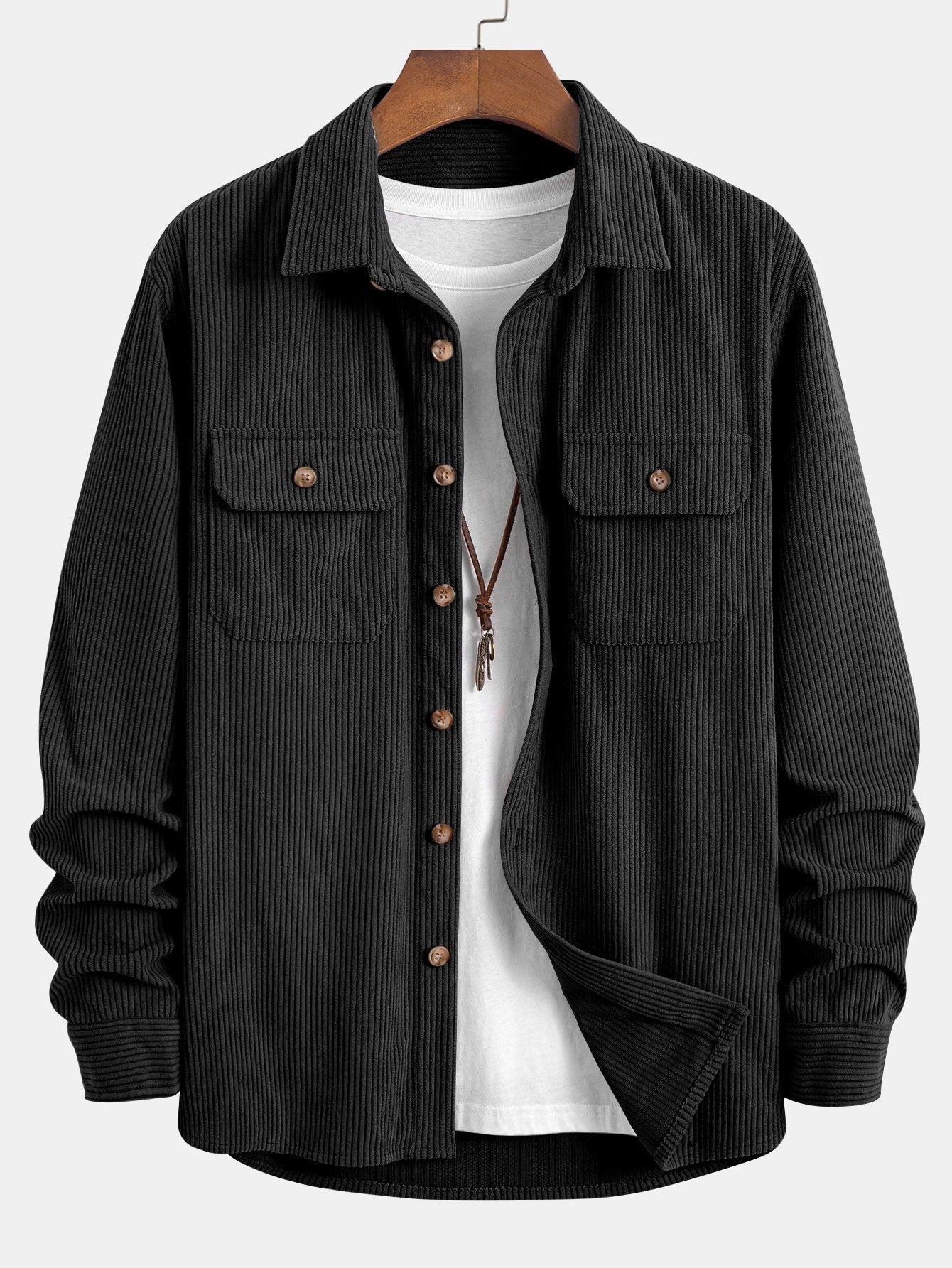 Chemise en velours côtelé à double poche