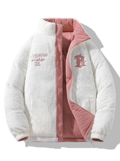 Manteau réversible en velours côtelé polaire Teddy