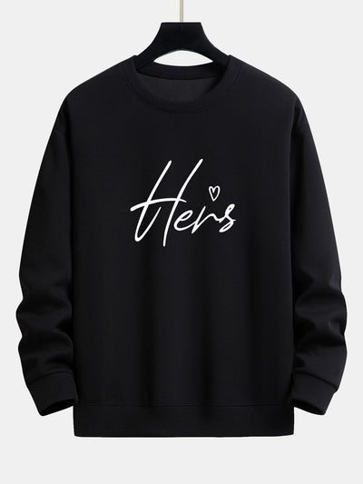 Sweat-shirt décontracté à imprimé couple Hers