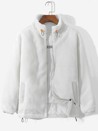 Quilted Lined Teddy Fleece Zip Up Coat
