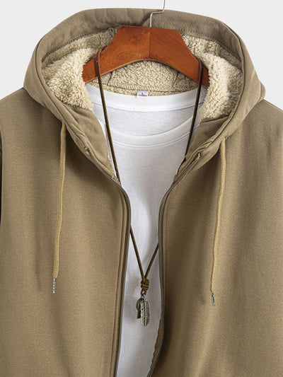 Sweat à capuche zippé doublé en peluche