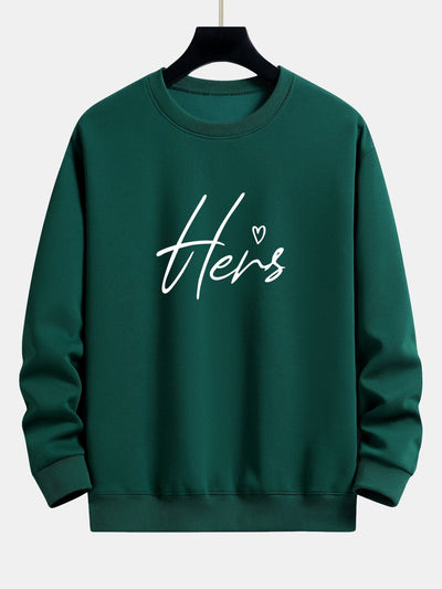 Sweat-shirt décontracté à imprimé couple Hers