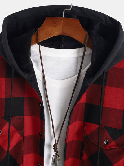 Chemise à capuche doublée de polaire en flanelle