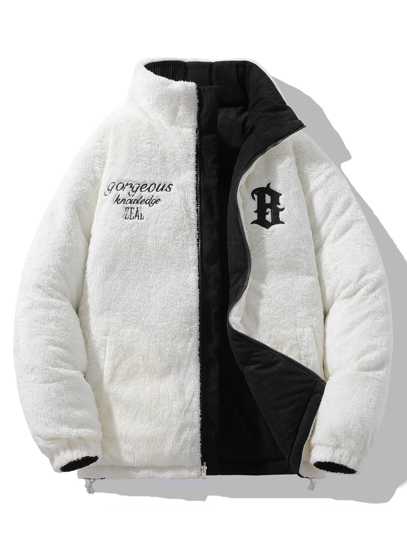 Manteau réversible en velours côtelé polaire Teddy