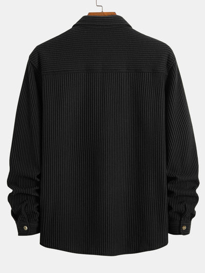 Chemise boutonnée gaufrée à double poche