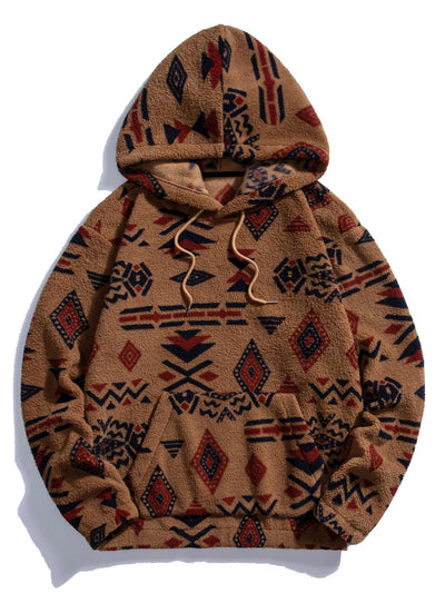 Sweat à capuche Teddy à imprimé aztèque