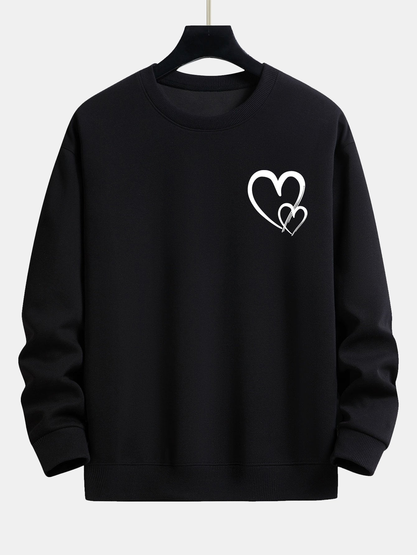 Sweat-shirt décontracté à imprimé cœur Doodle