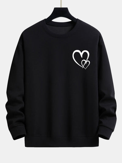 Sweat-shirt décontracté à imprimé cœur Doodle