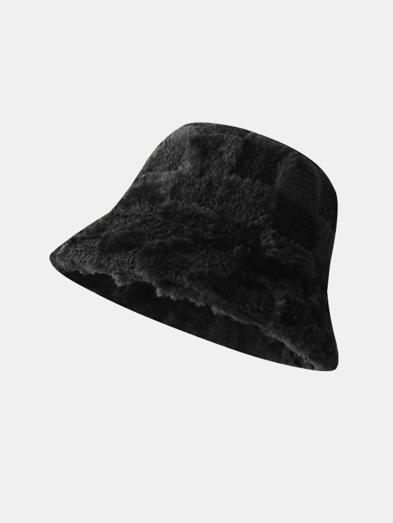 Check Plush Warm Faux Fur Bucket Hat