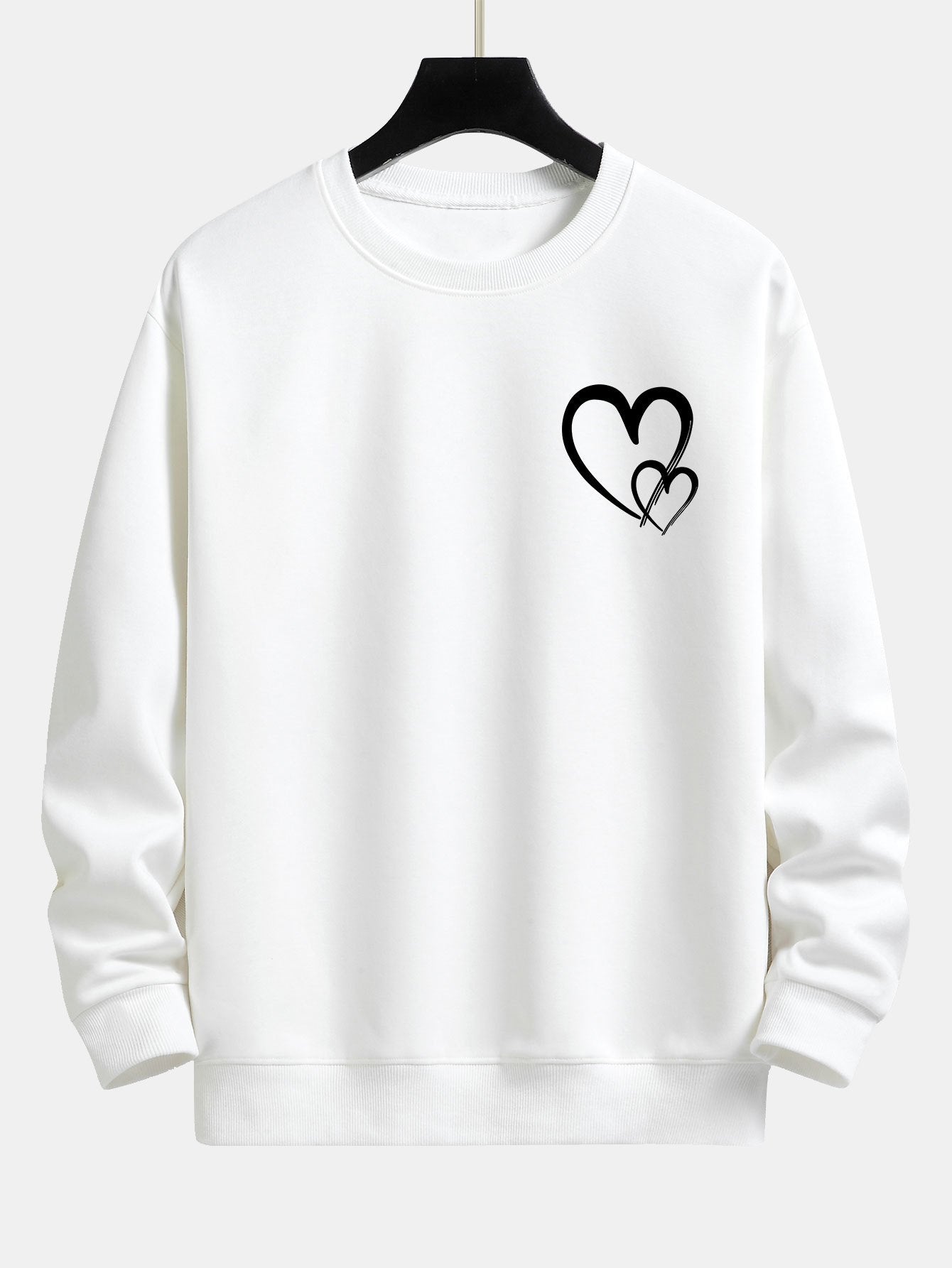 Sweat-shirt décontracté à imprimé cœur Doodle