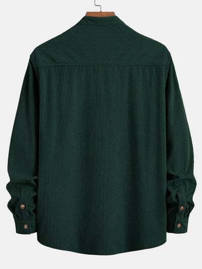 Chemise à col montant en velours côtelé