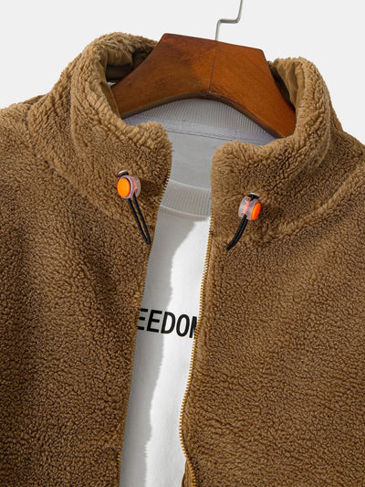 Quilted Lined Teddy Fleece Zip Up Coat