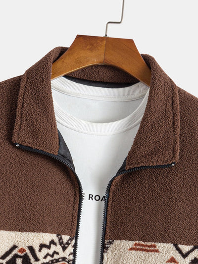 Manteau polaire Teddy à imprimé patchwork aztèque
