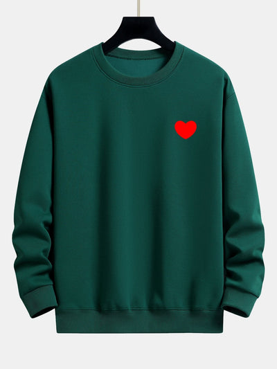 Sweat-shirt décontracté à imprimé cœur