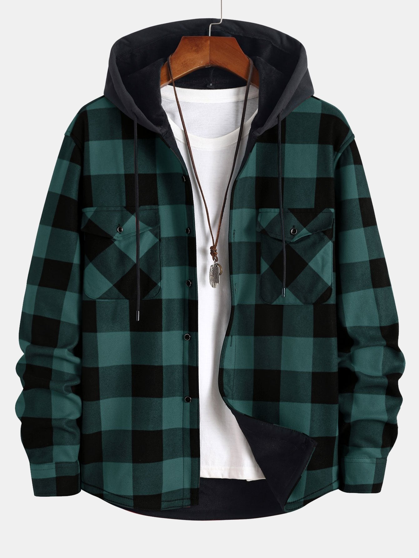 Chemise à capuche doublée de polaire en flanelle