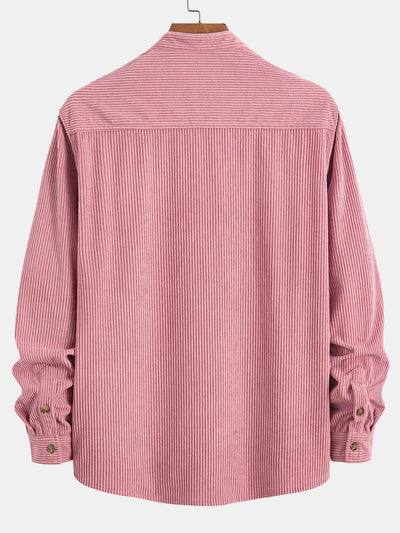 Chemise à col montant en velours côtelé