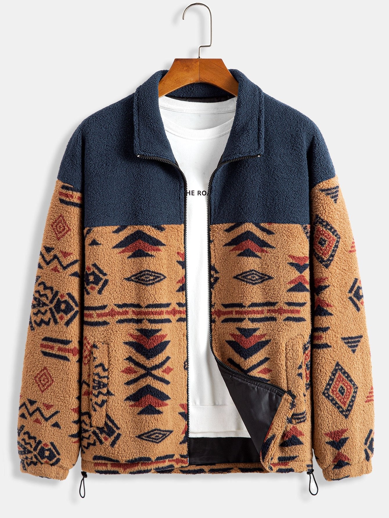 Manteau polaire Teddy à imprimé patchwork aztèque