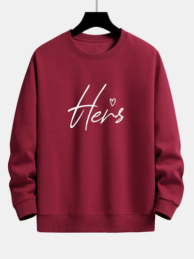 Sweat-shirt décontracté à imprimé couple Hers