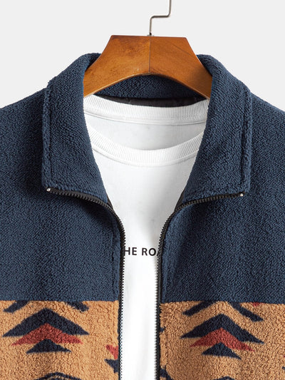 Manteau polaire Teddy à imprimé patchwork aztèque