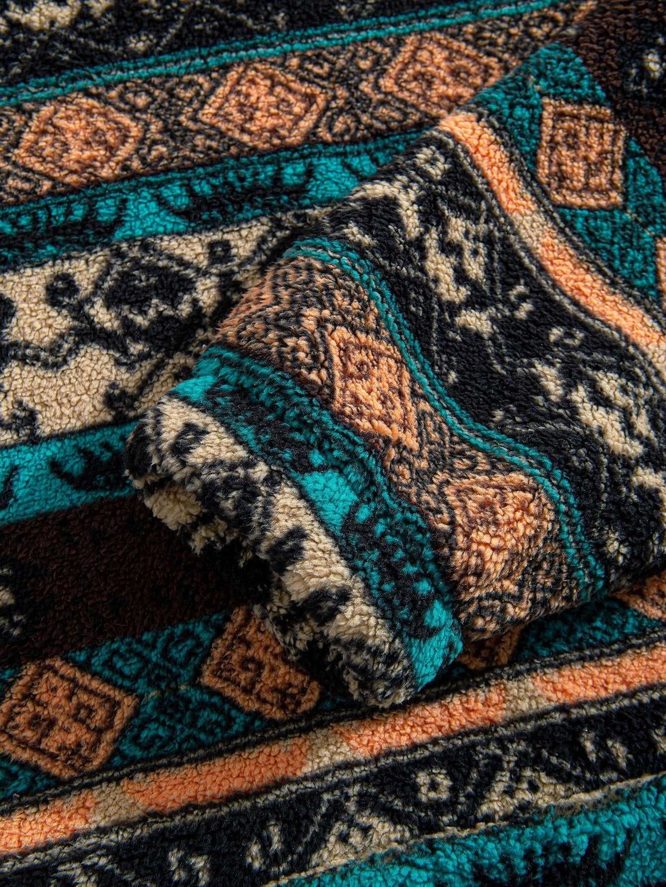 Sweat à capuche en polaire motif géométrique ethnique