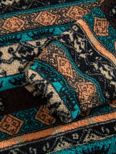 Sweat à capuche en polaire motif géométrique ethnique
