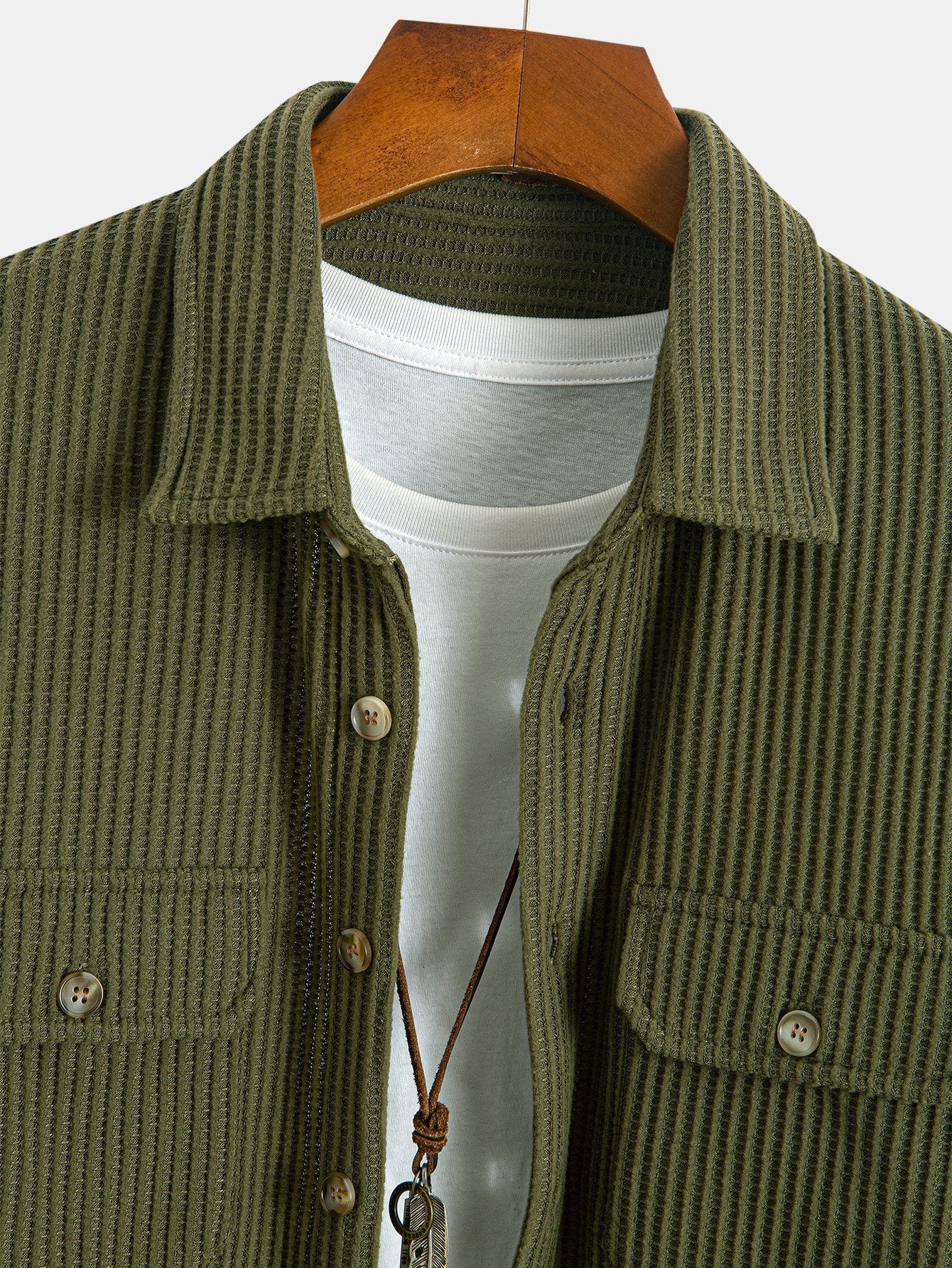 Chemise boutonnée gaufrée à double poche