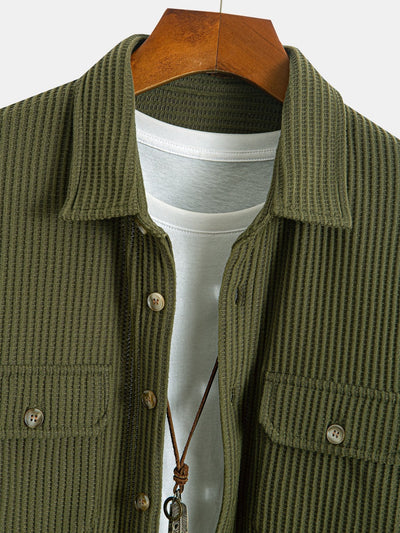 Chemise boutonnée gaufrée à double poche