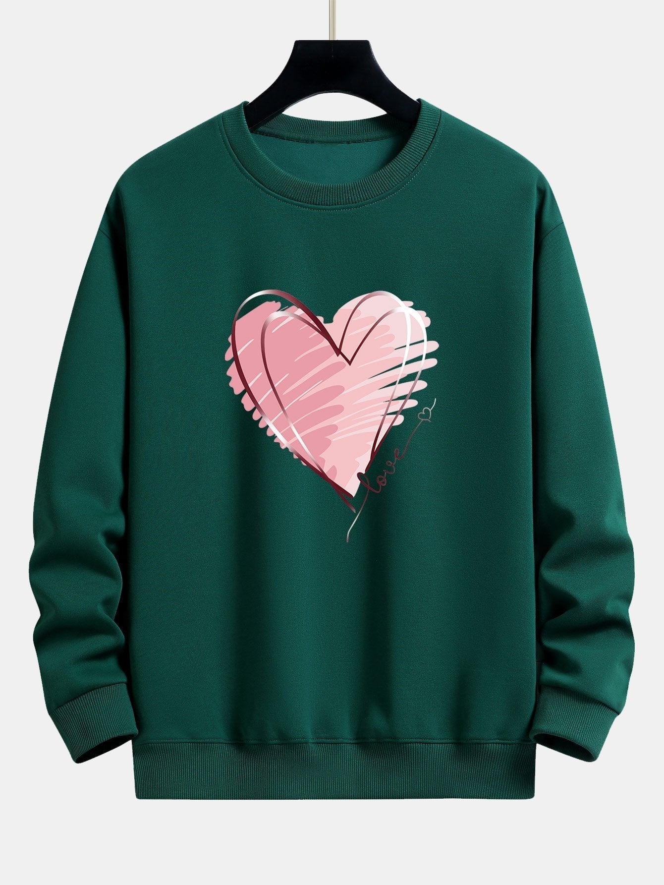 Sweat-shirt décontracté à imprimé cœur Doodle
