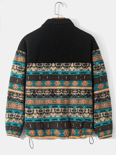 Manteau polaire à imprimé ethnique