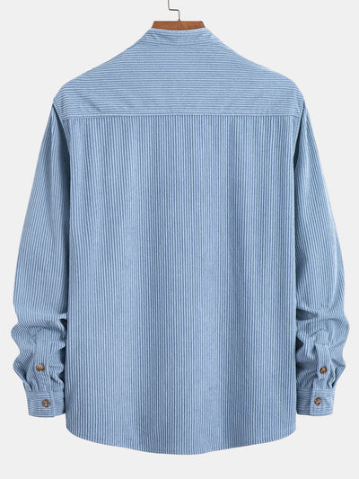 Chemise à col montant en velours côtelé