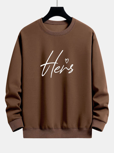 Sweat-shirt décontracté à imprimé couple Hers