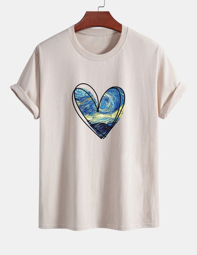 T-shirt en coton coupe standard à imprimé cœur et ciel étoilé