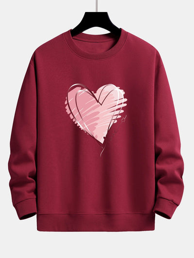 Sweat-shirt décontracté à imprimé cœur Doodle