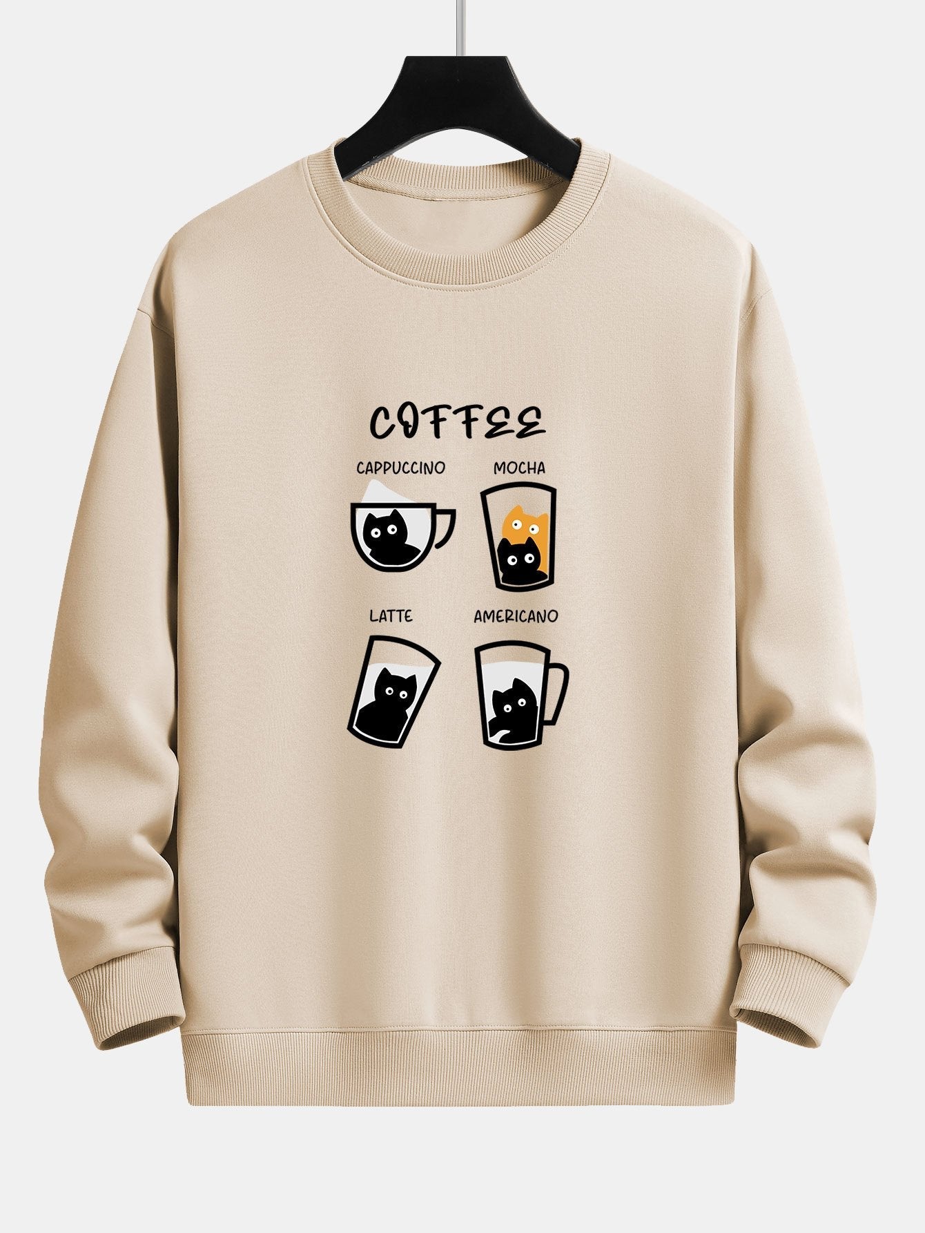 Coffee Cat Print Relax Fit Sweatshirt