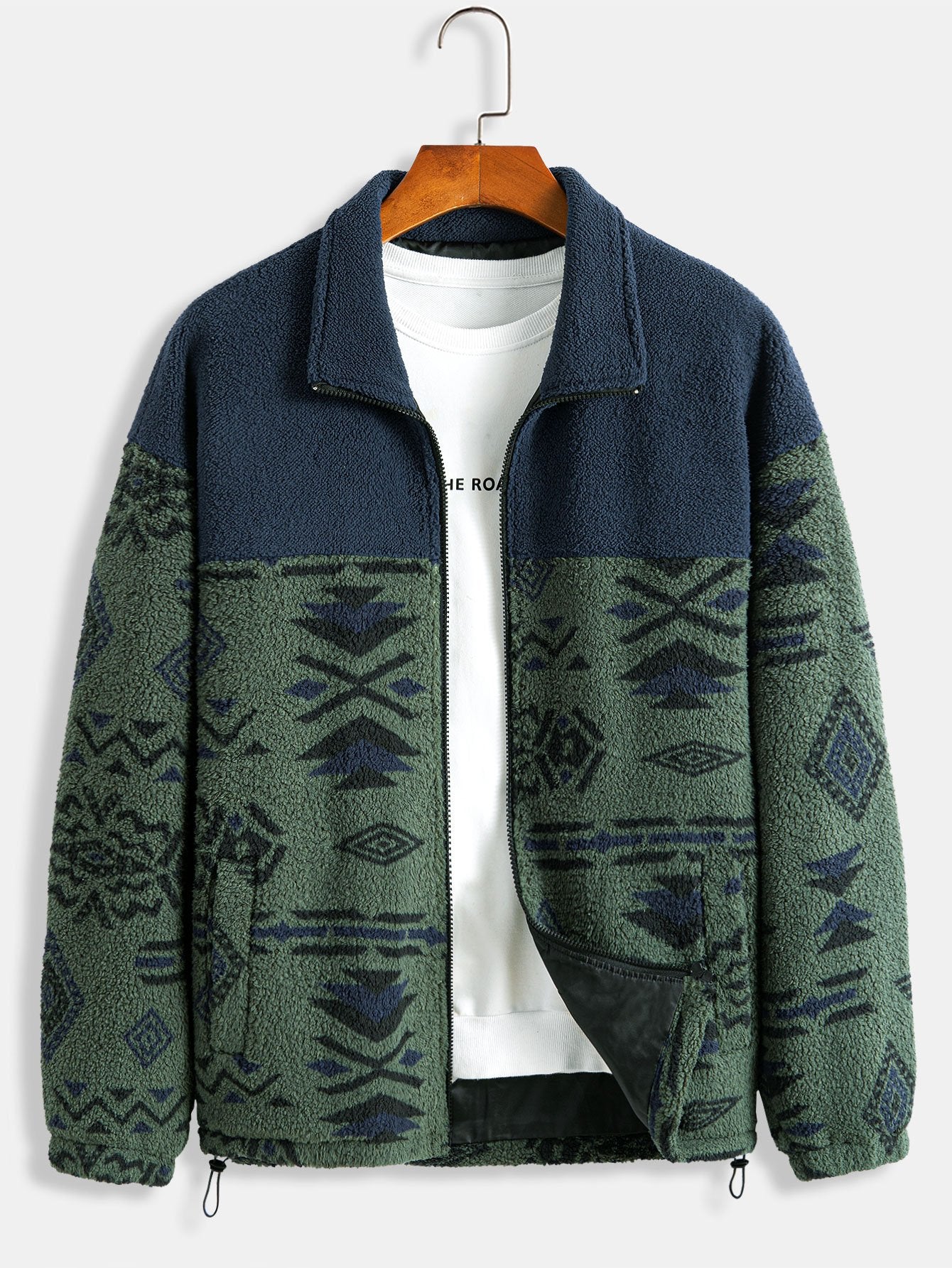Manteau polaire Teddy à imprimé patchwork aztèque