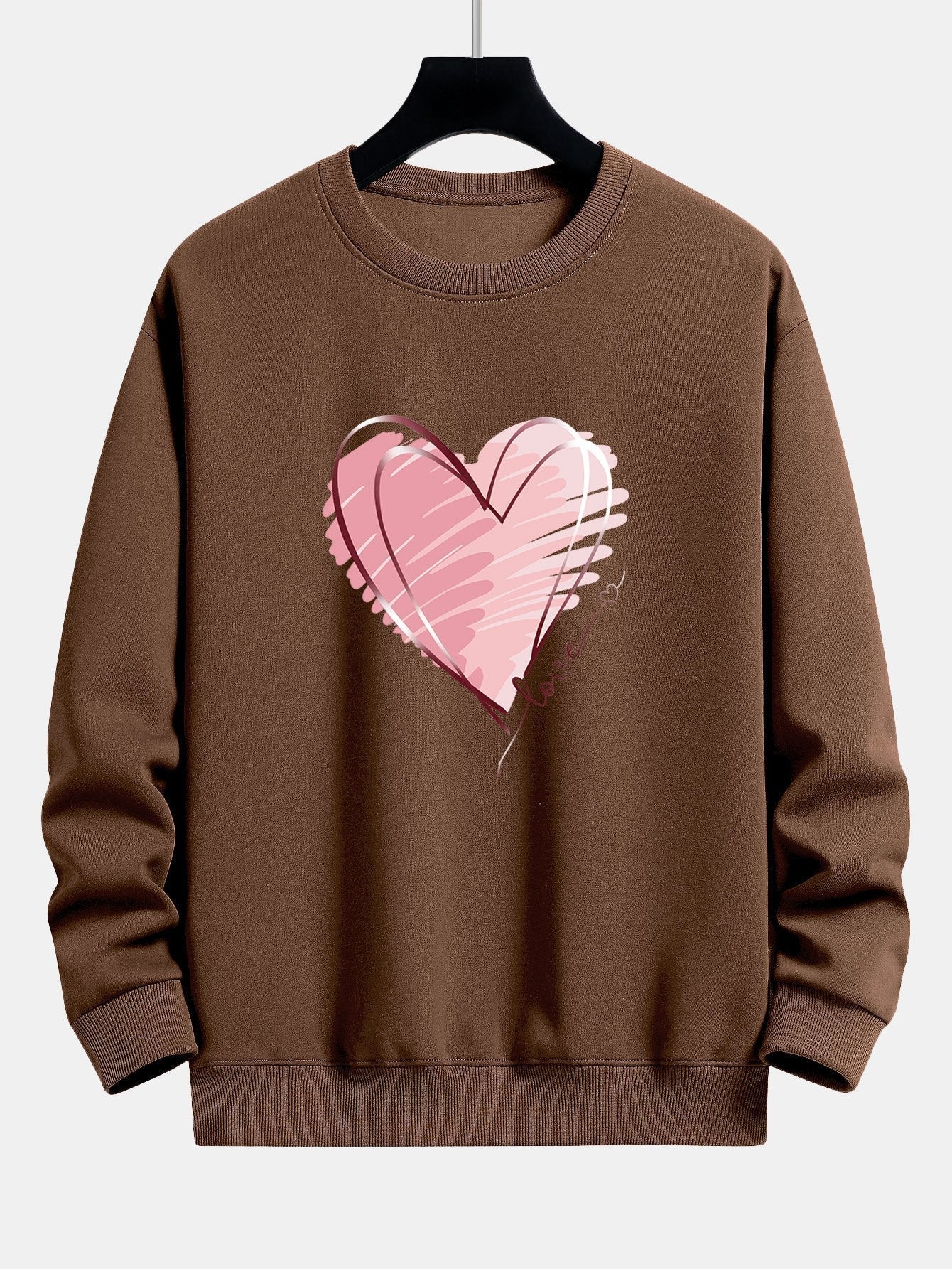 Sweat-shirt décontracté à imprimé cœur Doodle