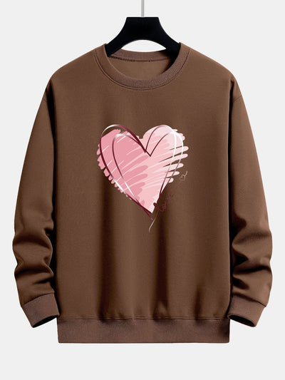 Sweat-shirt décontracté à imprimé cœur Doodle