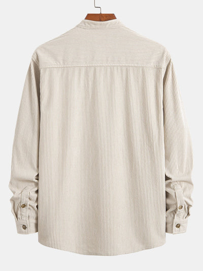 Chemise à col montant en velours côtelé