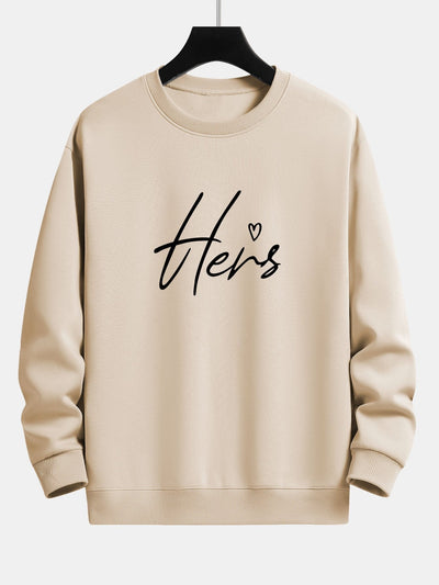 Sweat-shirt décontracté à imprimé couple Hers