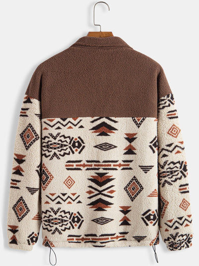 Manteau polaire Teddy à imprimé patchwork aztèque