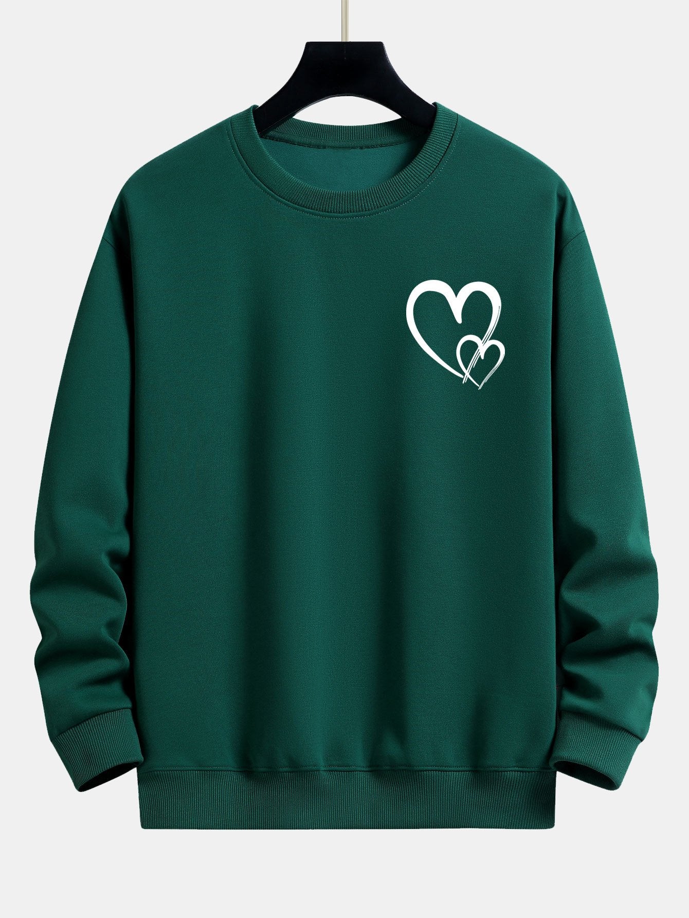 Sweat-shirt décontracté à imprimé cœur Doodle